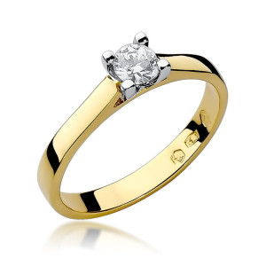 Złoty pierścionek W221B Diament 0,25ct żółte złoto pr. 585