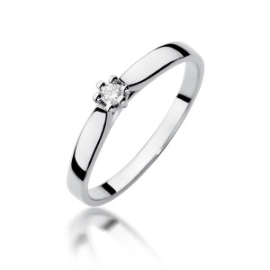 Złoty pierścionek W222 Diament 0,04ct białe złoto pr. 585