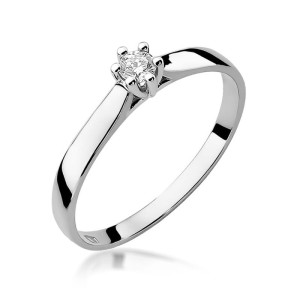 Złoty pierścionek W222 Diament 0,08ct białe złoto pr. 585