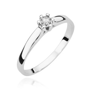 Złoty pierścionek W222 Diament 0,15ct białe złoto pr. 585