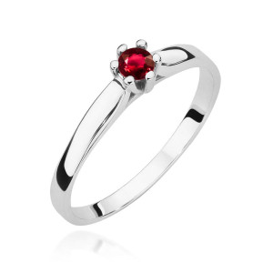Złoty pierścionek W222 Rubin 0,15ct białe złoto pr. 585
