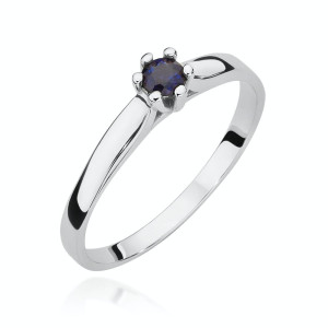 Złoty pierścionek W222 Szafir 0,15ct białe złoto pr. 585