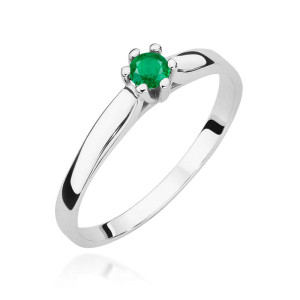Złoty pierścionek W222 Szmaragd 0,15ct białe złoto pr. 585