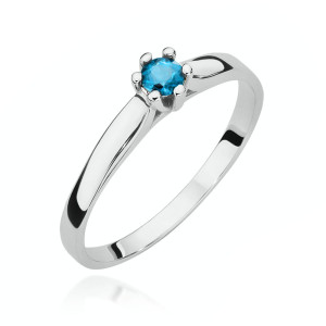 Złoty pierścionek W222 Topaz 0,15ct białe złoto pr. 585