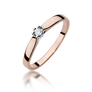 Złoty pierścionek W222 Diament 0,04ct różowe złoto pr. 585