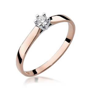 Złoty pierścionek W222 Diament 0,08ct różowe złoto pr. 585
