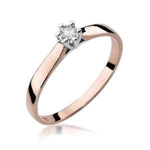 Złoty pierścionek W222 Diament 0,12ct różowe złoto pr. 585