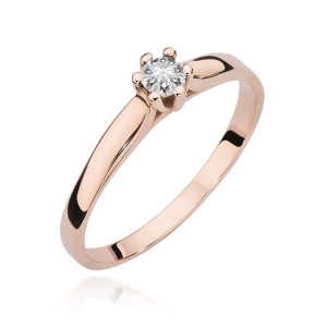 Złoty pierścionek W222 Diament 0,15ct różowe złoto pr. 585