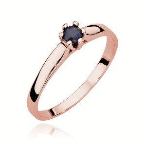 Złoty pierścionek W222 Szafir 0,15ct różowe złoto pr. 585