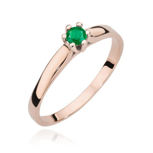 Złoty pierścionek W222 Szmaragd 0,15ct różowe złoto pr. 585