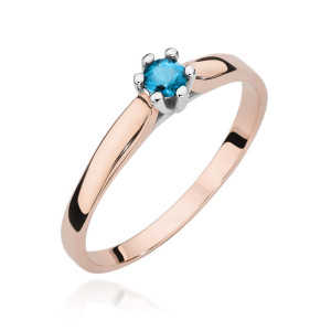 Złoty pierścionek W222 Topaz 0,15ct różowe złoto pr. 585
