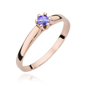Złoty pierścionek W222 Tanzanit 0,15ct różowe złoto pr. 585