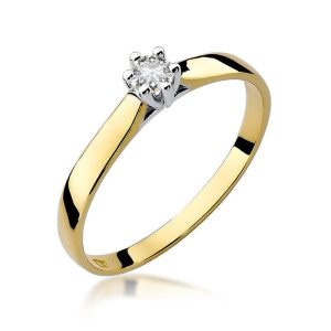Złoty pierścionek W222 Diament 0,12ct żółte złoto pr. 585