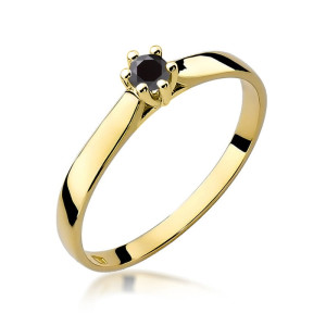 Złoty pierścionek W222 Czarny Diament 0,12ct żółte złoto pr. 585