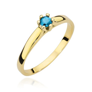 Złoty pierścionek W222 Topaz 0,15ct żółte złoto pr. 585