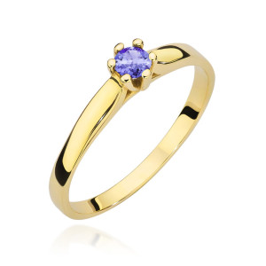 Złoty pierścionek W222 Tanzanit 0,15ct żółte złoto pr. 585