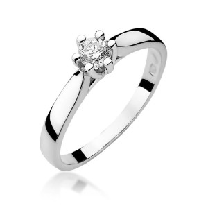 Złoty pierścionek W222B Diament 0,23ct białe złoto pr. 585