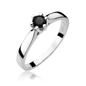 Złoty pierścionek W222B Czarny Diament 0,30ct białe złoto pr. 585