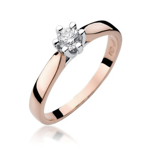 Złoty pierścionek W222B Diament 0,25ct różowe złoto pr. 585
