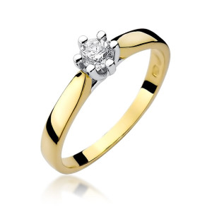 Złoty pierścionek W222B Diament 0,20ct żółte złoto pr. 585