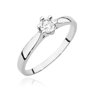 Złoty pierścionek W222BT Diament 0,08ct białe złoto pr. 585