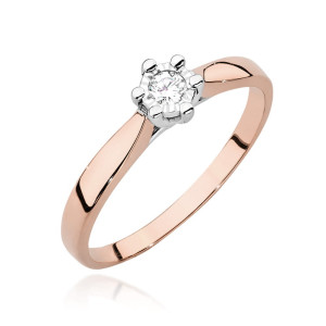 Złoty pierścionek W222BT Diament 0,08ct różowe złoto pr. 585