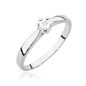 Złoty pierścionek W222T Diament 0,01ct białe złoto pr. 585