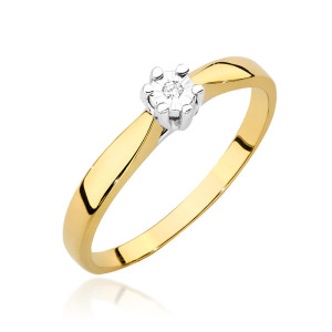 Złoty pierścionek W222T Diament 0,01ct żółte złoto pr. 585