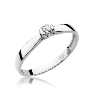 Złoty pierścionek W223 Diament 0,10ct białe złoto pr. 585