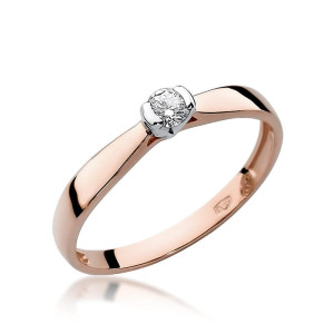 Złoty pierścionek W223 Diament 0,10ct różowe złoto pr. 585