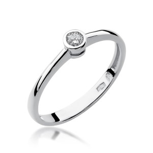 Złoty pierścionek W224 Diament 0,08ct białe złoto pr. 585