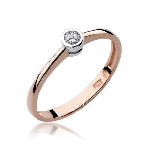 Złoty pierścionek W224 Diament 0,08ct różowe złoto pr. 585