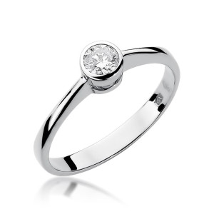 Złoty pierścionek W224B Diament 0,30ct białe złoto pr. 585
