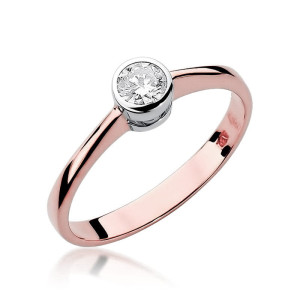 Złoty pierścionek W224B Diament 0,25ct różowe złoto pr. 585