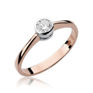 Złoty pierścionek W224B Diament 0,30ct różowe złoto pr. 585