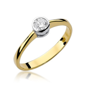 Złoty pierścionek W224B Diament 0,30ct żółte złoto pr. 585
