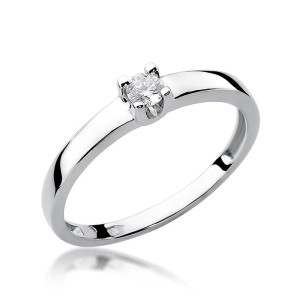 Złoty pierścionek W225 Diament 0,08ct białe złoto pr. 585