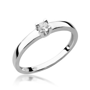 Złoty pierścionek W225 Diament 0,12ct białe złoto pr. 585