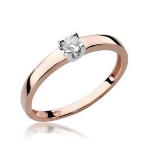 Złoty pierścionek W225 Diament 0,10ct różowe złoto pr. 585