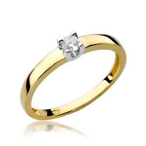 Złoty pierścionek W225 Diament 0,08ct żółte złoto pr. 585