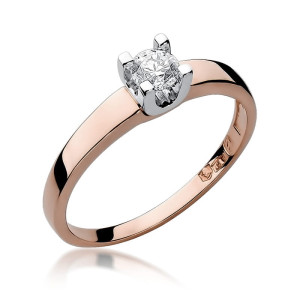 Złoty pierścionek W225B Diament 0,25ct różowe złoto pr. 585