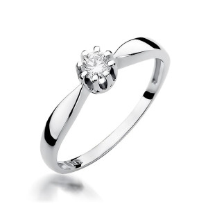 Złoty pierścionek W228 Diament 0,15ct białe złoto pr. 585