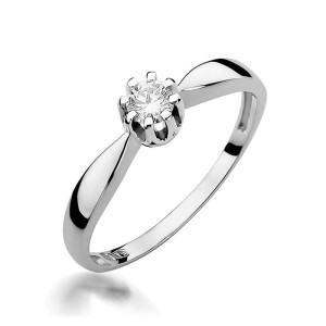Złoty pierścionek W228 Diament 0,20ct białe złoto pr. 585