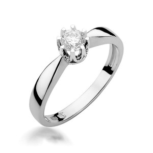 Złoty pierścionek W228 Diament 0,25ct białe złoto pr. 585