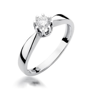 Złoty pierścionek W228 Diament 0,30ct białe złoto pr. 585