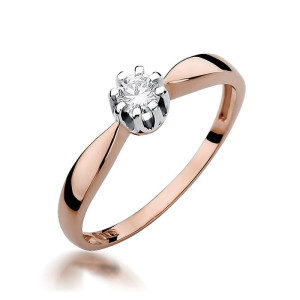 Złoty pierścionek W228 Diament 0,20ct różowe złoto pr. 585