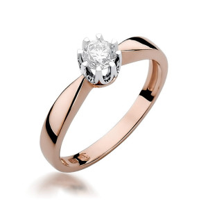 Złoty pierścionek W228 Diament 0,30ct różowe złoto pr. 585