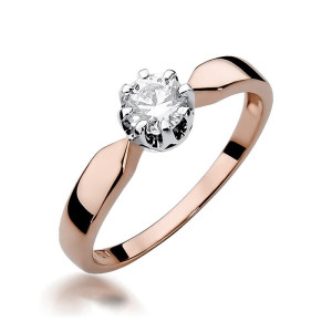 Złoty pierścionek W228 Diament 0,70ct różowe złoto pr. 585