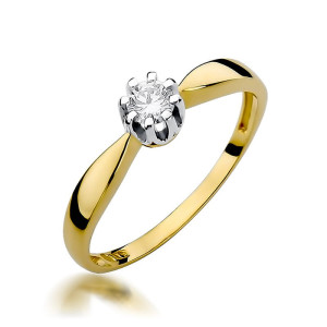 Złoty pierścionek W228 Diament 0,20ct żółte złoto pr. 585
