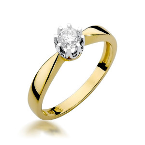 Złoty pierścionek W228 Diament 0,25ct żółte złoto pr. 585